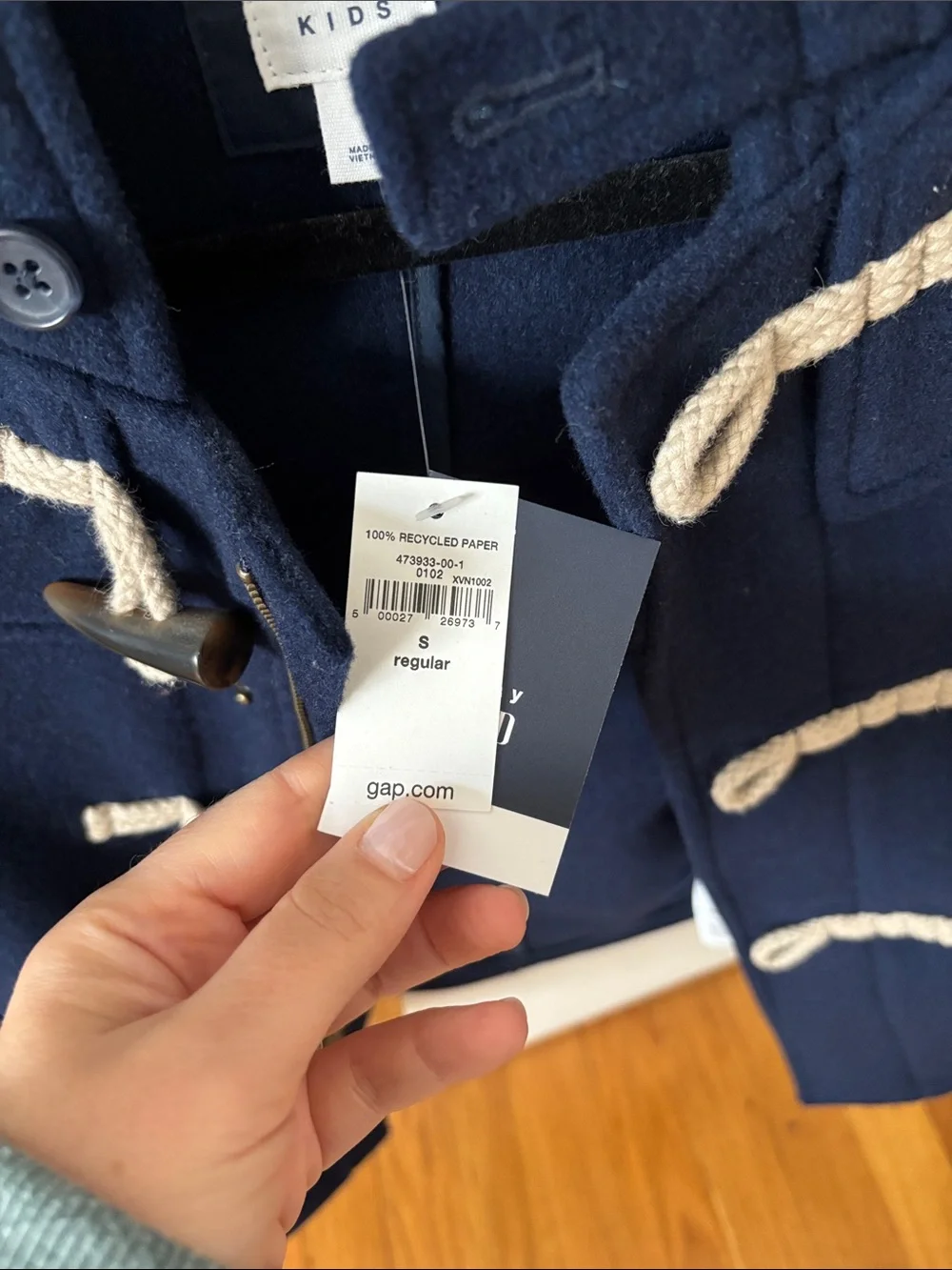 NWT Boys’ GAP Navy Wool-Blend Toggle Pea Coat for Women
